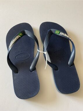 HAVAIANAS BRAZIL FLIP FLOPS WOMEN 9/10 MEN SIZE 8 BLUE NEW